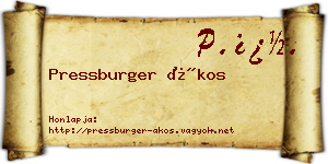 Pressburger Ákos névjegykártya